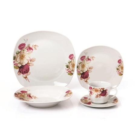 Lorren Home Trends Lorren Home Trends LH427 20 Piece Porcelain Square Dinnerware Set; Service for 4 LH427